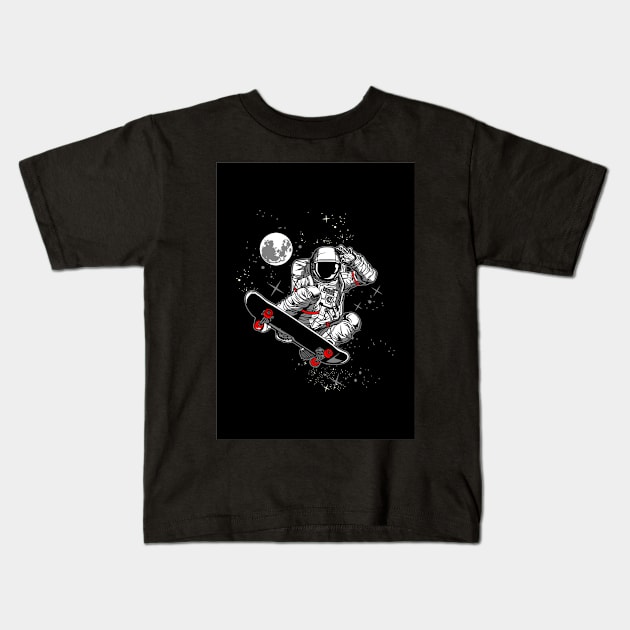 astronaut_skateboard Kids T-Shirt by windhamshop